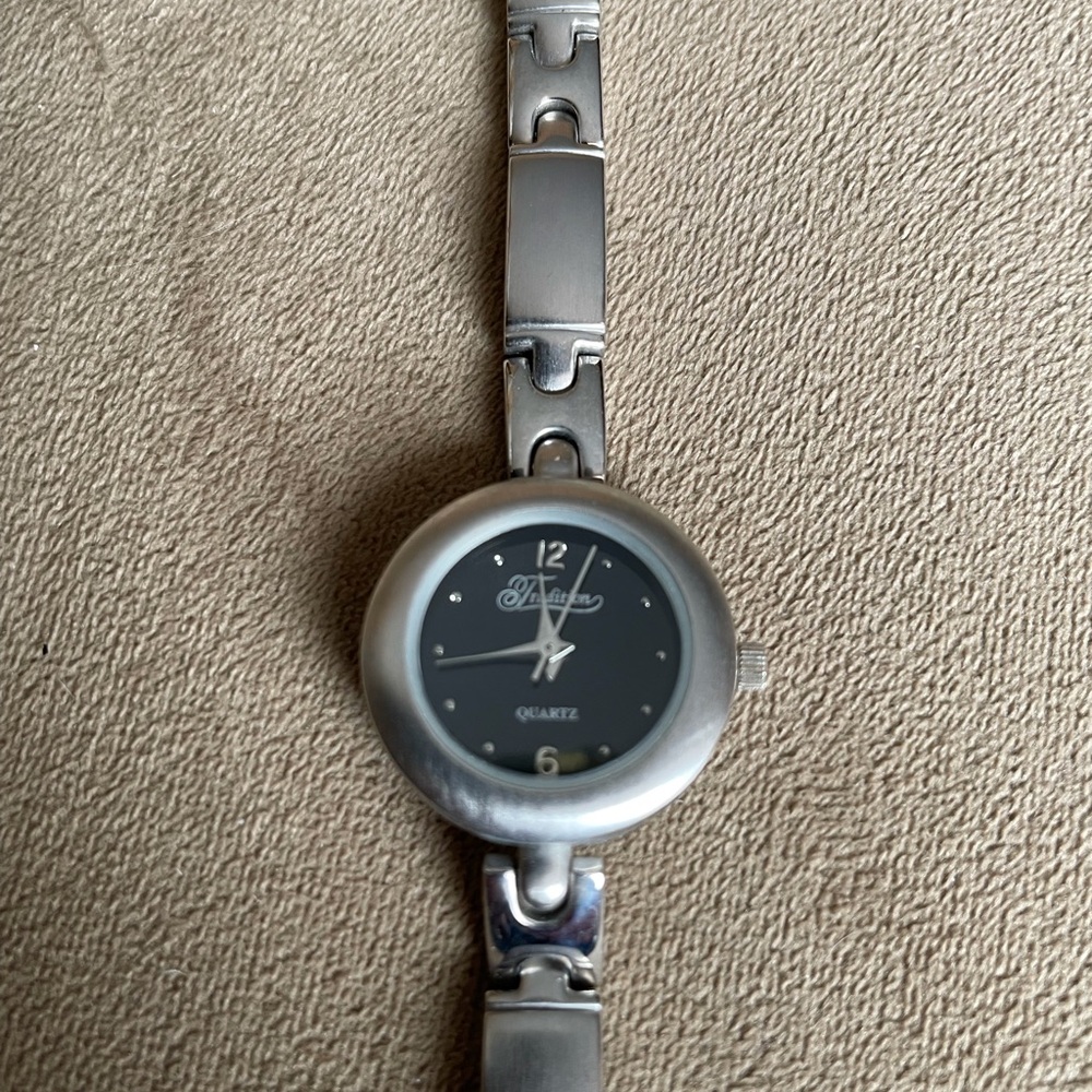 Watch with Silver Coloured Band and Matching Bracelet